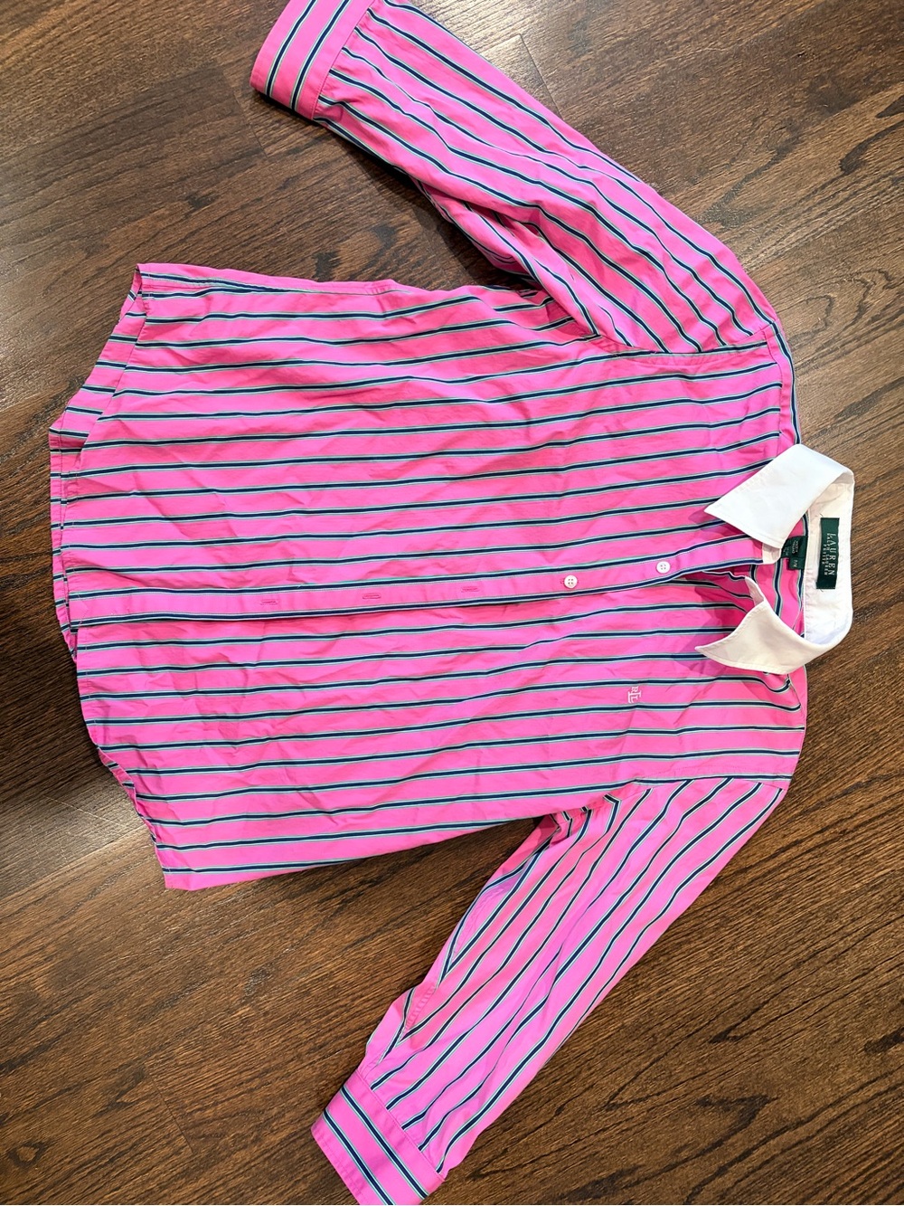 Ralph Lauren Bright Pink Navy & Green Striped Shirt
